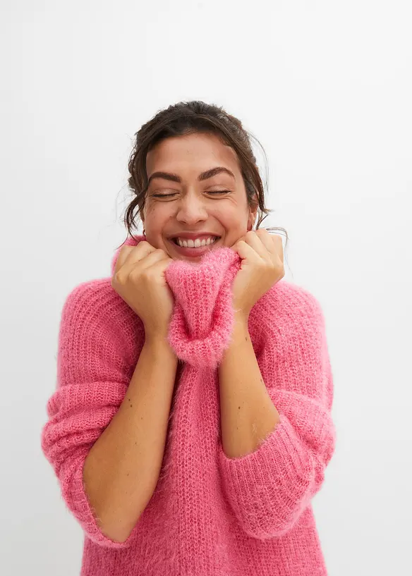 Oversized genser med rullekrage, bonprix