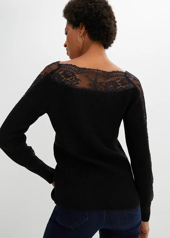 Genser med blonde, bonprix