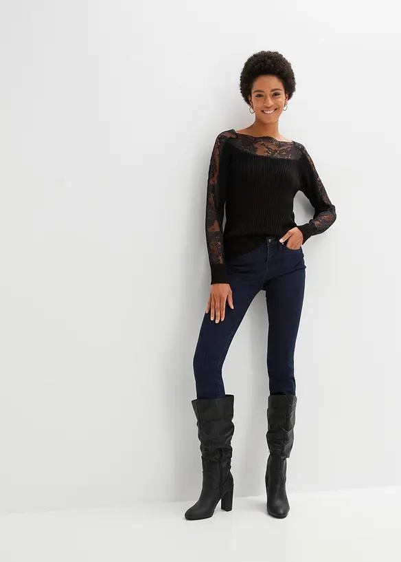 Genser med blonde, bonprix