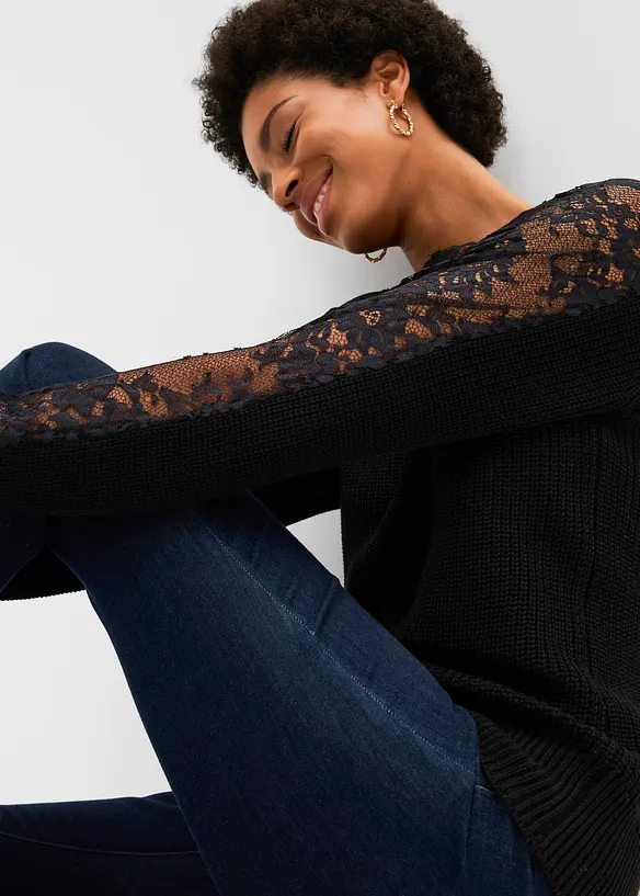 Genser med blonde, bonprix