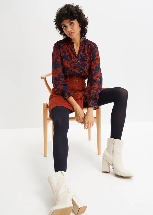 Chiffonbluse med vaflede detaljer, bonprix