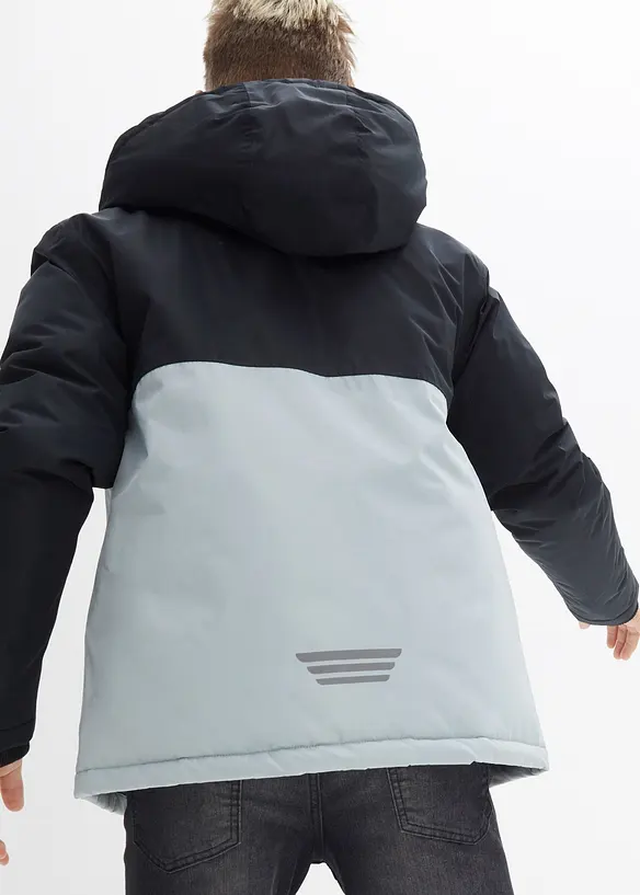 Vinterjakke i vanntett materiale med colorblocking effekt og hette, bonprix