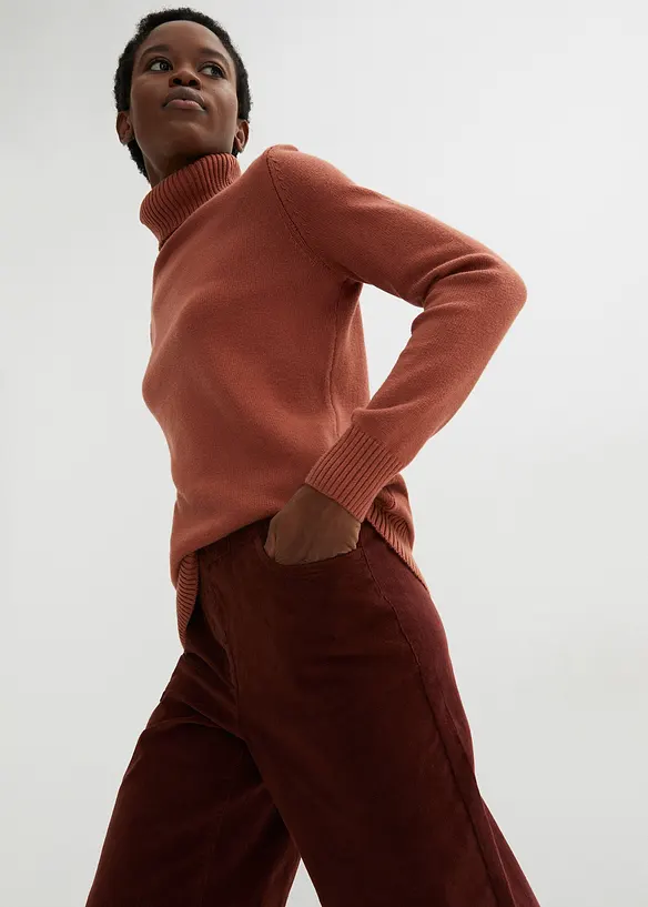 Bukse med stretch og vide ben, High Waist, bonprix