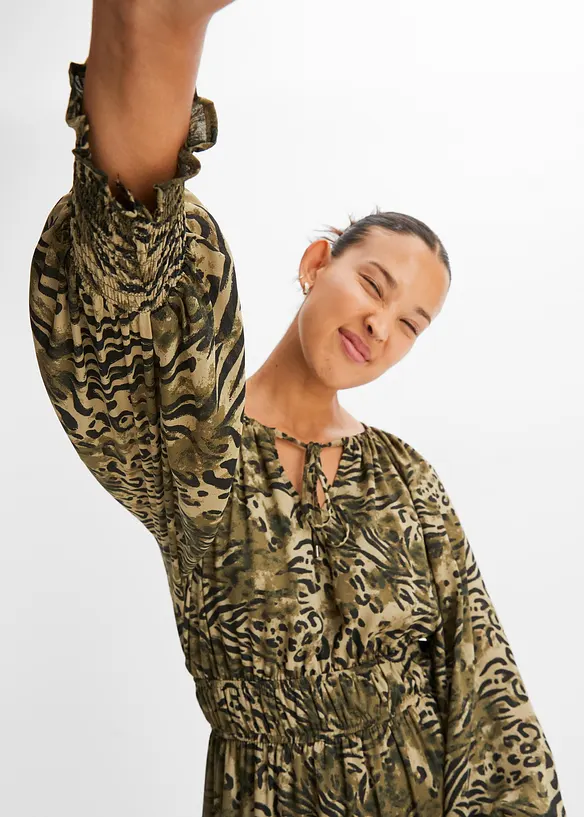 Midikjole med animal-print, RAINBOW