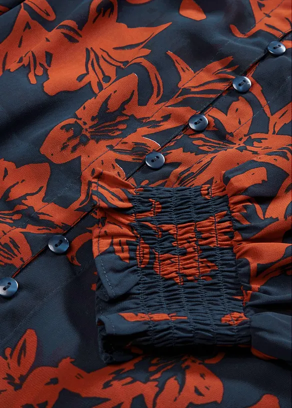 Chiffonbluse med vaflede detaljer, bonprix