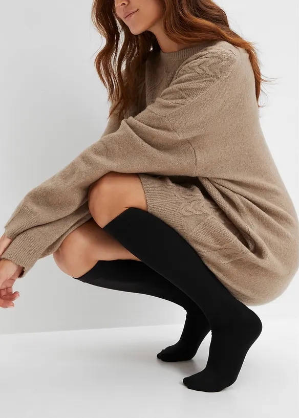 Termo-knestrømper (3-pack) 120den i fin strømpekvalitet med innvendig fleece, bonprix