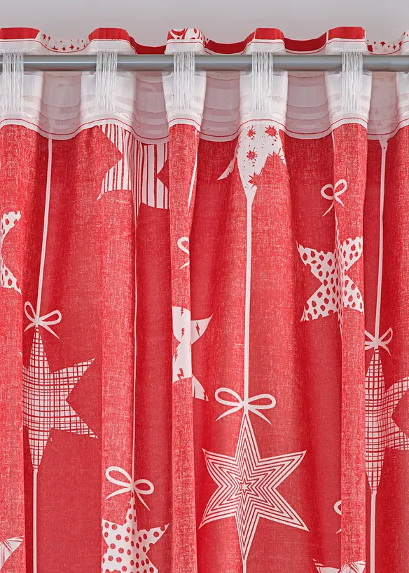 Gardin med stjernemønster inkl. gardinholder (1-pack), bonprix