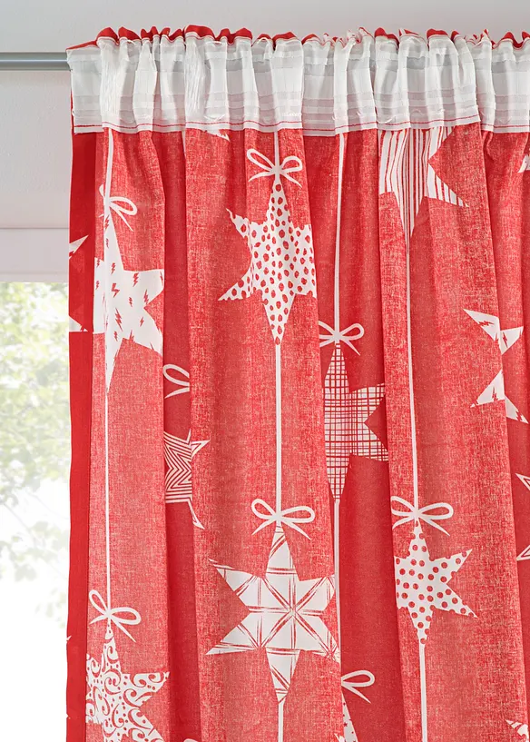 Gardin med stjernemønster inkl. gardinholder (1-pack), bonprix