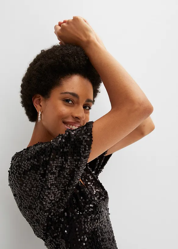 Paljettkjole med dyp utringning, bonprix