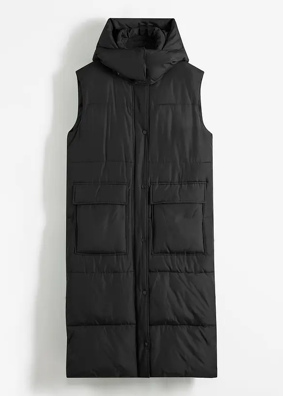 Vattert vest av resirkulert polyester, med avtagbar hette, bonprix
