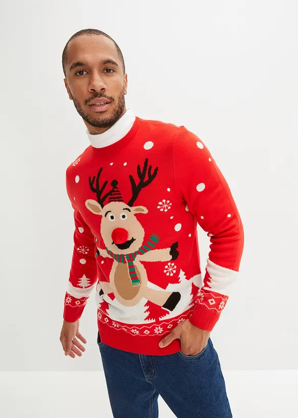 Finstrikket genser med julemotiv, bonprix