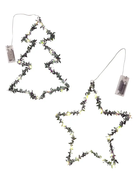 LED-hengepynt formet som juletre og stjerne (2-delt sett), bonprix
