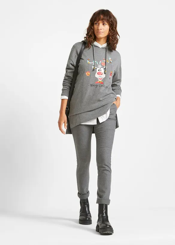 Lang hettegenser med sidesplitter, bonprix