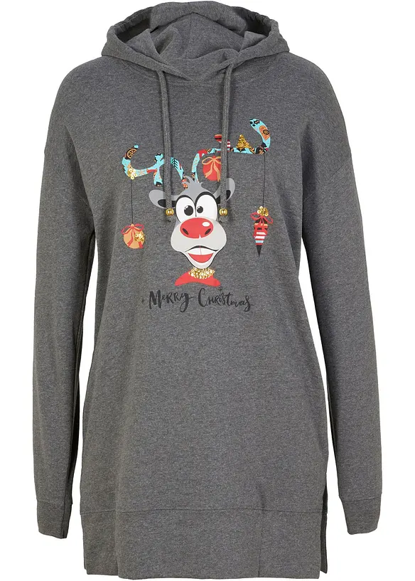 Lang hettegenser med sidesplitter, bonprix