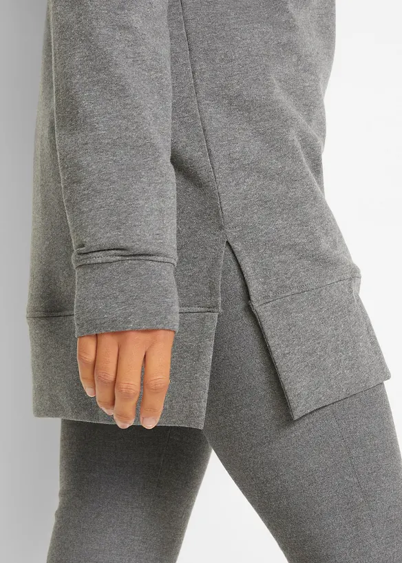 Lang hettegenser med sidesplitter, bonprix