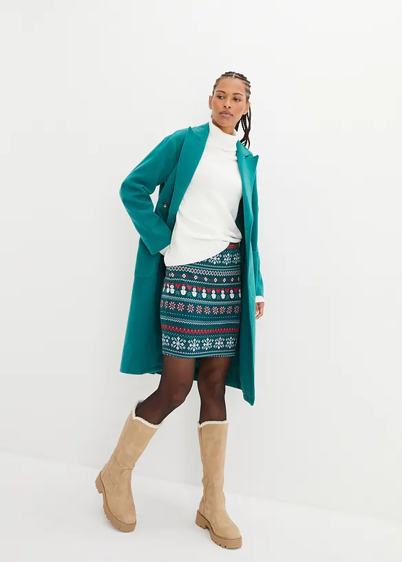 Miniskjørt i bomull- og elastanmiks med koftemønster, bonprix