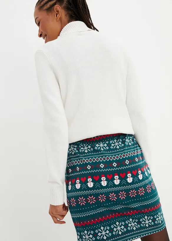 Miniskjørt i bomull- og elastanmiks med koftemønster, bonprix