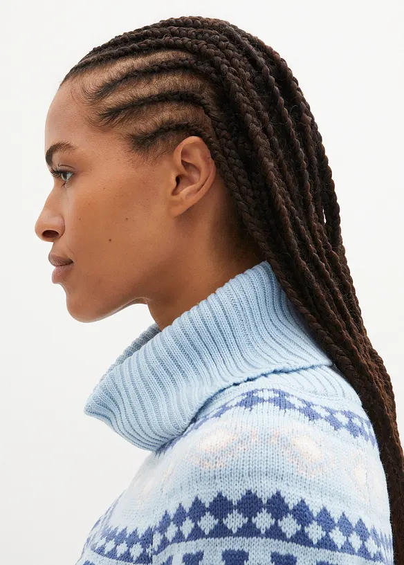 Genser med høy hals og koftemønster, bonprix