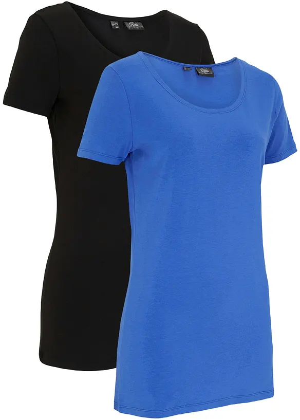 Lang topp med skrift (2-pack), bonprix