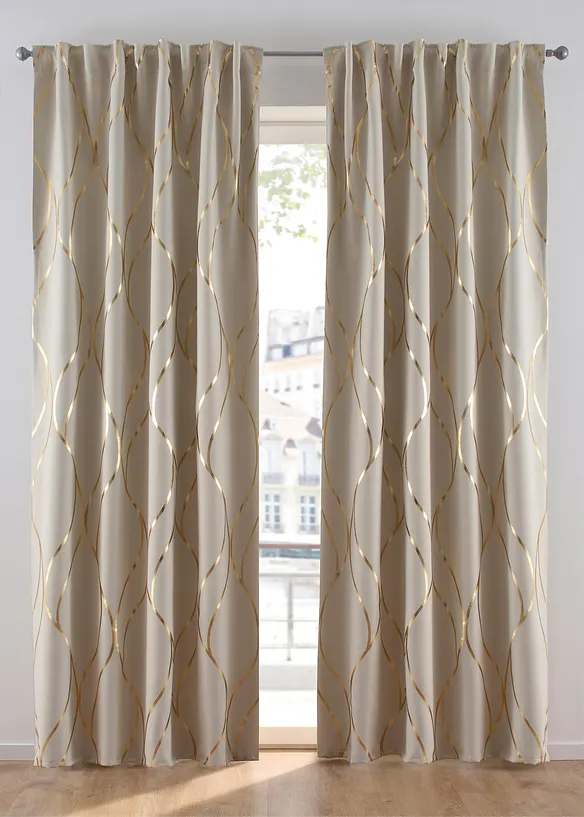 M&oslash;rkleggingsgardin med glanstrykk (1-pack), bonprix