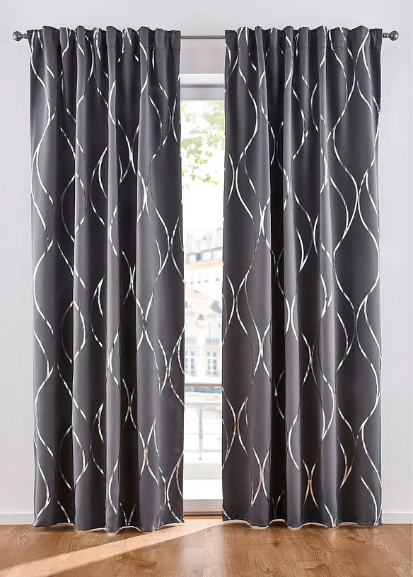 M&oslash;rkleggingsgardin med glanstrykk (1-pack), bonprix