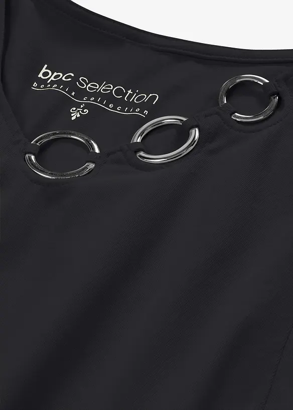 Langermet topp med maljer, bonprix