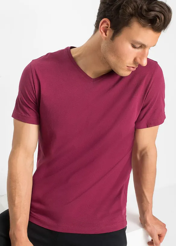 T-skjorte med V-hals (3-pack), bonprix