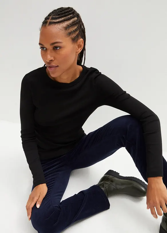 Langermet topp i 100% økologisk bomull, bonprix