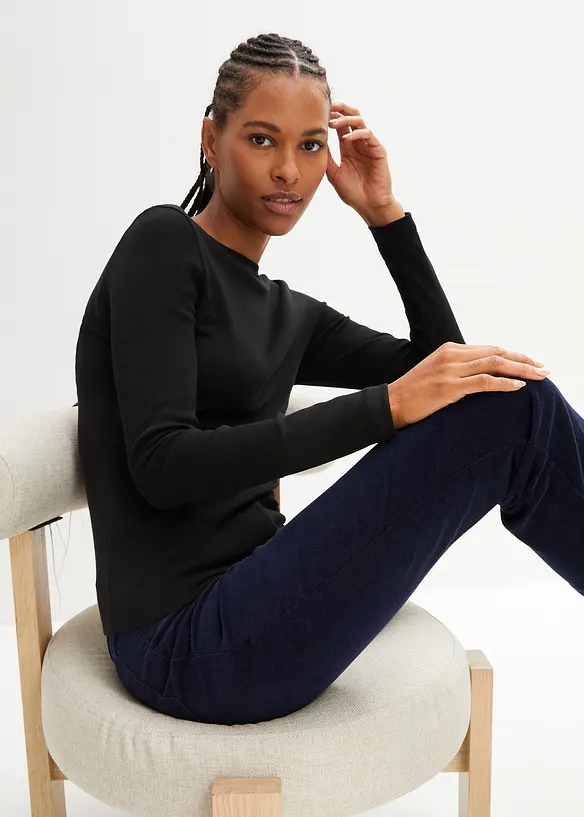 Langermet topp i 100% økologisk bomull, bonprix