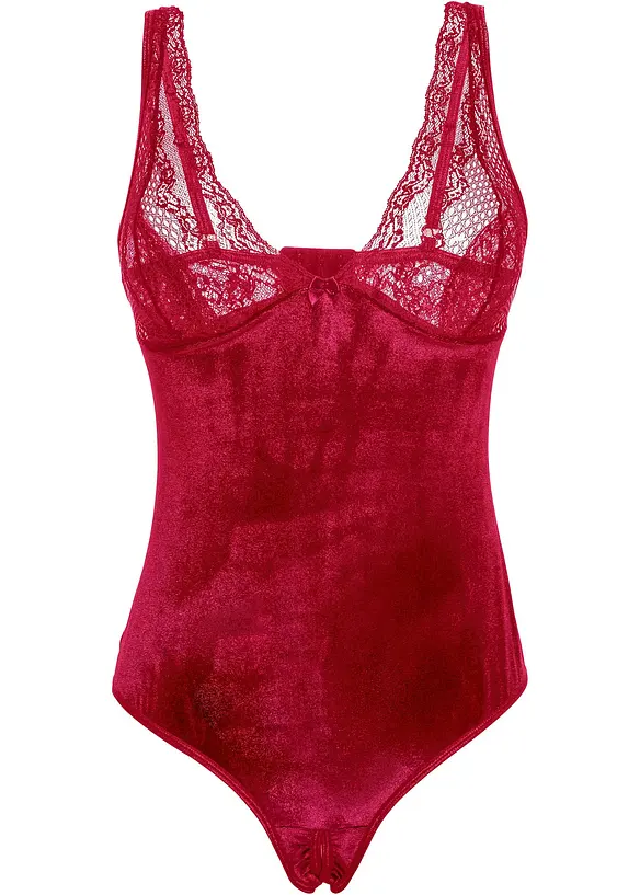 Fløyelsbody ouvert, bonprix