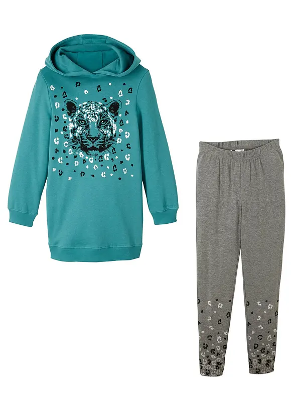 Sweatshirt og leggings i økologisk bomullsmiks (sett i 2 deler), bonprix