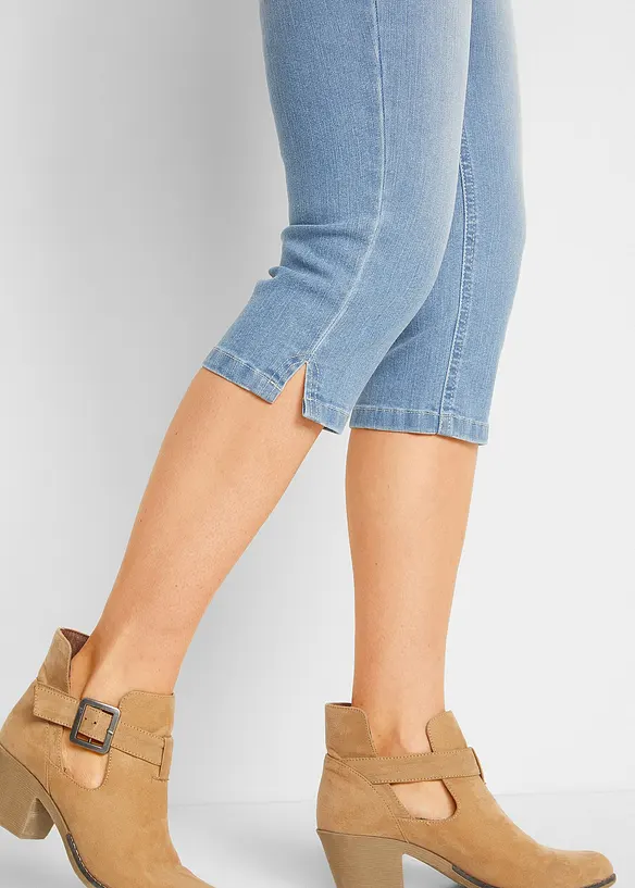 Komfort-capribukse i denim med stretch (2-pack), bonprix