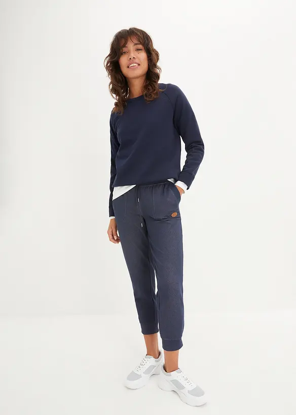 Ankellang sweatbukse i jeans look, bonprix