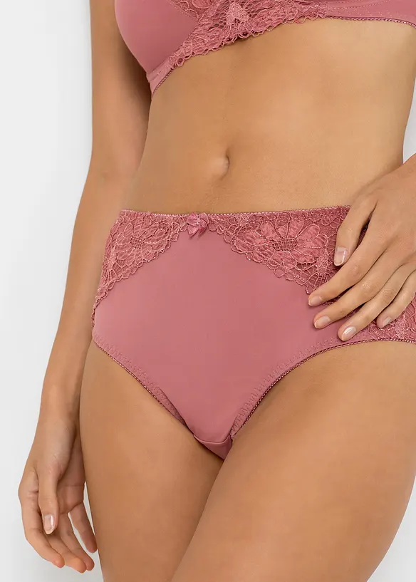 Høy truse med blonder (2-pack), bonprix