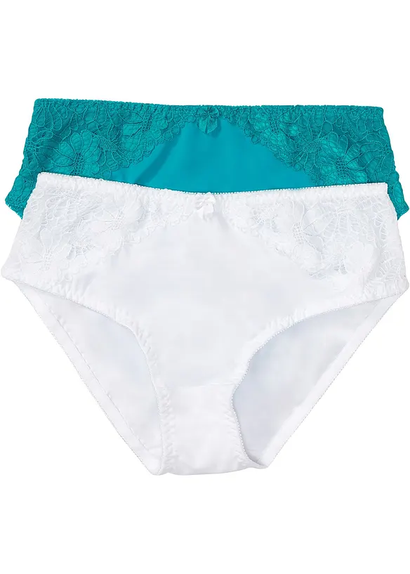 Høy truse med blonder (2-pack), bonprix