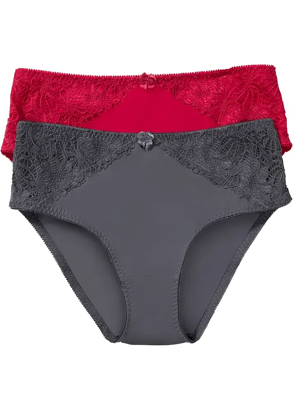 Høy truse med blonder (2-pack), bonprix