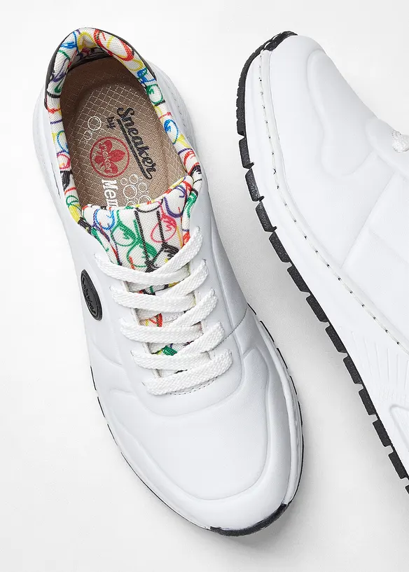 Komfort-sneakers med polstret inners&aring;le fra Rieker, Rieker