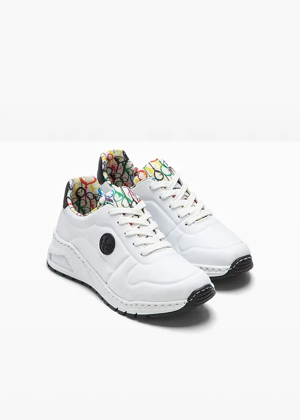 Komfort-sneakers med polstret inners&aring;le fra Rieker, Rieker