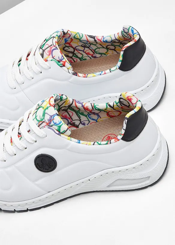 Komfort-sneakers med polstret inners&aring;le fra Rieker, Rieker