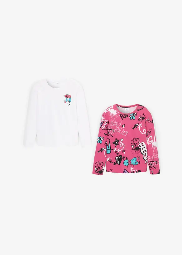 Boxy-shirt av økologisk bomull for barn (2-pack), bonprix