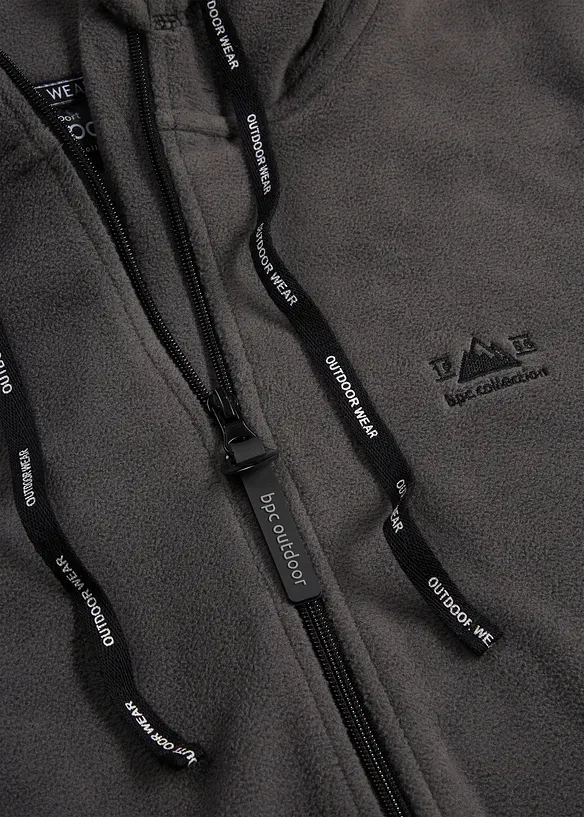 Fleecejakke med glidel&aring;slommer, bonprix