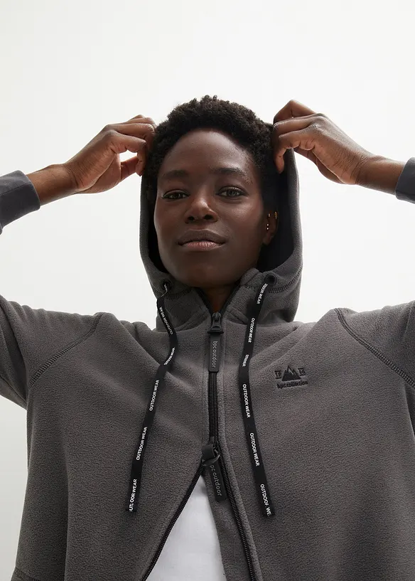 Fleecejakke med glidel&aring;slommer, bonprix