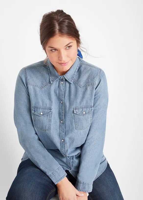 Jeansskjorte, lang arm, bonprix