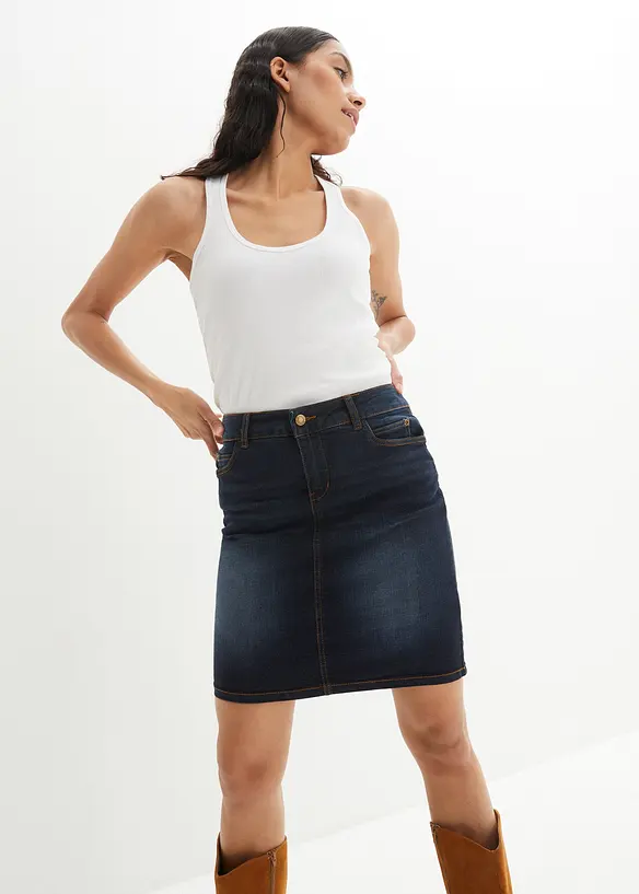 Jeansskjørt med stretch, bonprix
