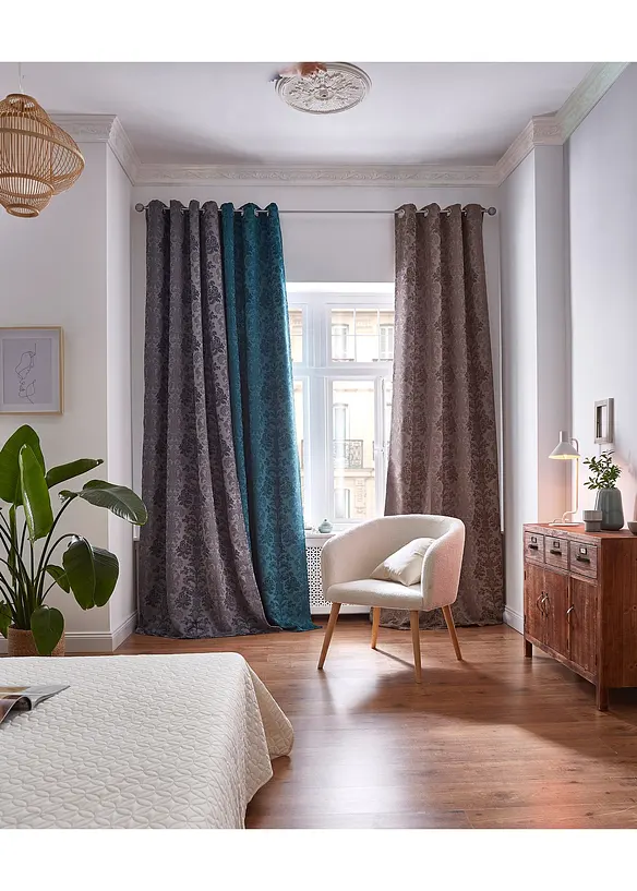 Lystett gardin i jacquard med termofunksjon (1-pack, bonprix
