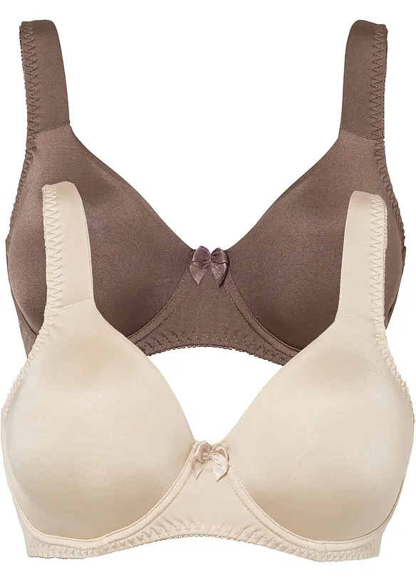 T-skjorte-BH med bøyle og glanseffekt (2-pack), bonprix
