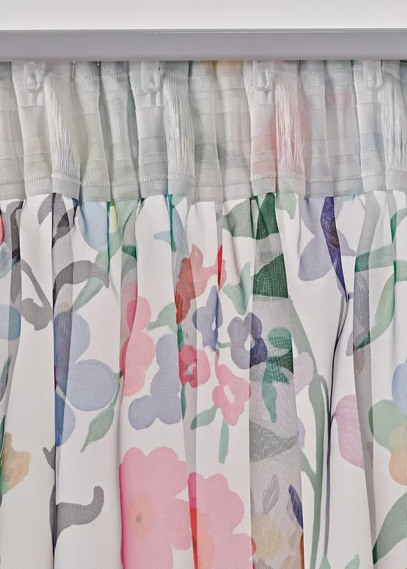 Gardin med blomsterprint inkl. gardinholder (2-pack), bonprix