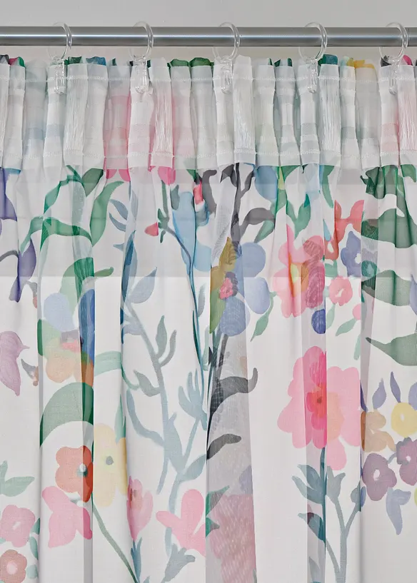 Gardin med blomsterprint inkl. gardinholder (2-pack), bonprix