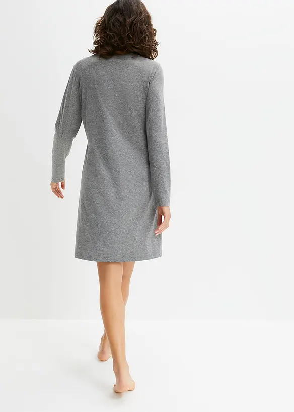 Kort nattkjole med lange ermer, bonprix