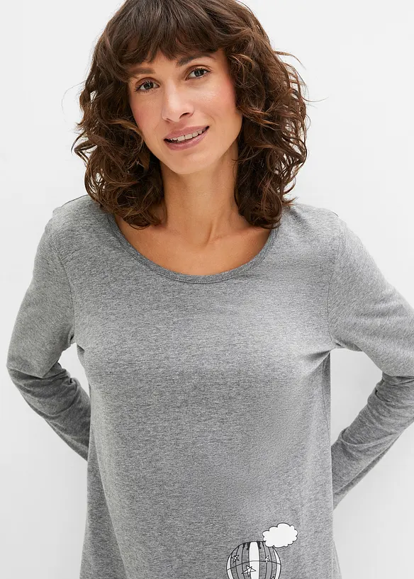 Kort nattkjole med lange ermer, bonprix